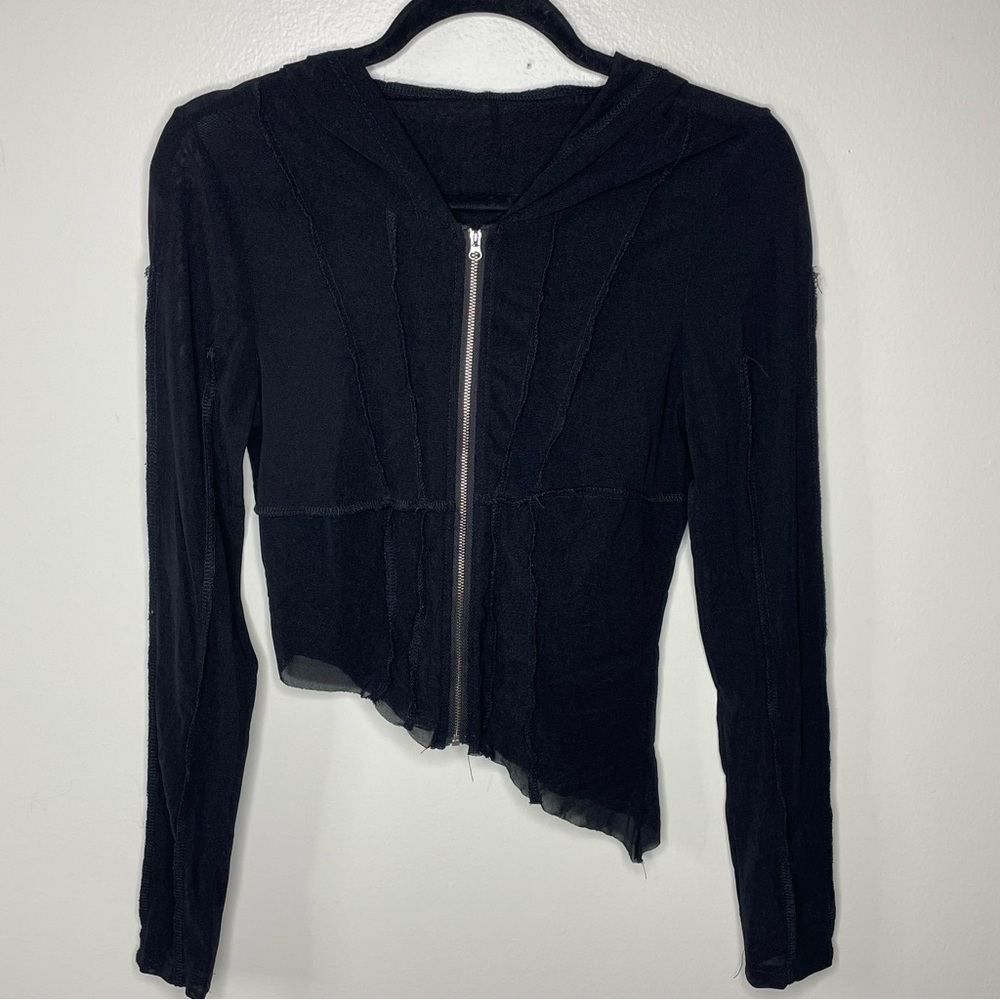 assumetrical mesh zip up